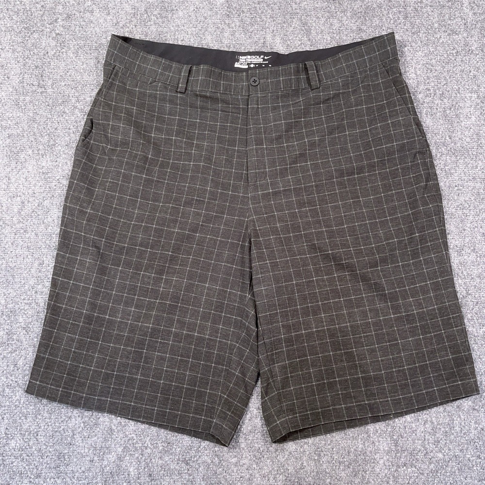 NIKE Golf Mens SIze 38 Dri Fit Tour Performance Black‎ Window Pane Plaid Shorts